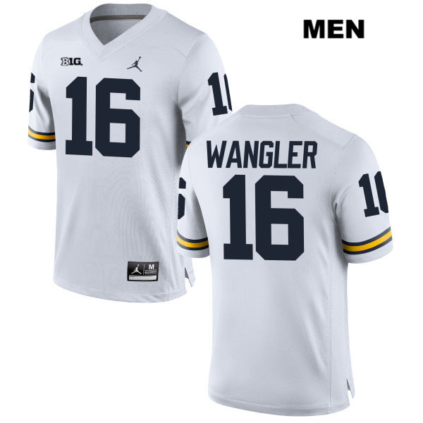 Men's NCAA Michigan Wolverines Jack Wangler #16 White Jordan Brand Authentic Stitched Football College Jersey BV25A00OL
